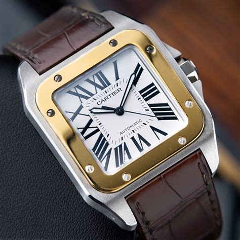 cartier two toned watch|cartier santos 100 midsize.